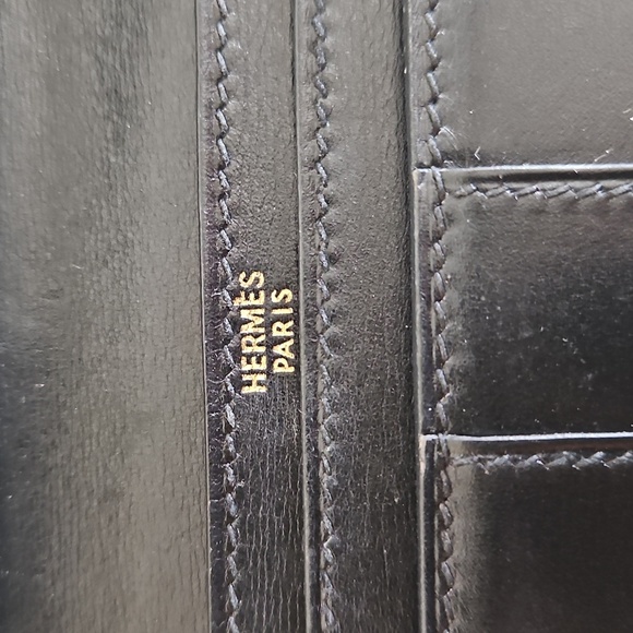 Hermès Calf Black Leather Bean Long Wallet with Dust Bag - Picture 7 of 17